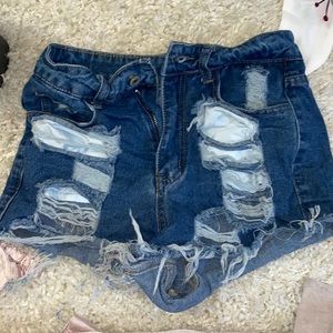 dark blue jean shorts